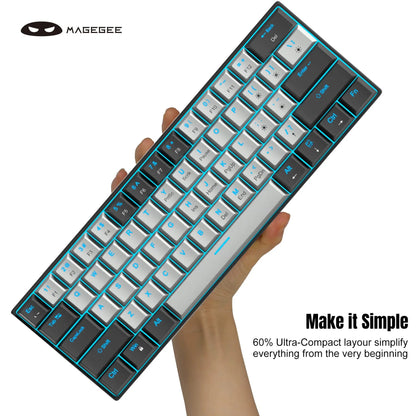 60% Mechanical Keyboard, Gaming Keyboard with Blue Switches and Sea Blue Backlit Small Compact 60 Percent Keyboard Mecha