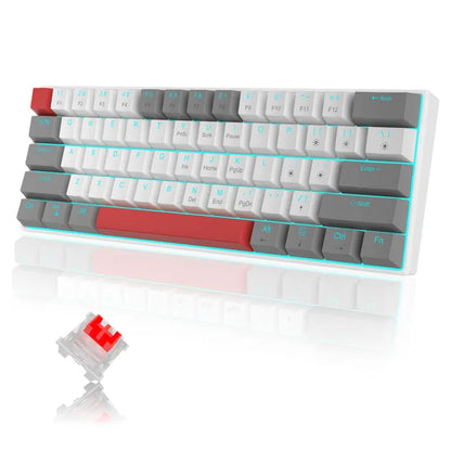 60% Mechanical Keyboard, Gaming Keyboard with Blue Switches and Sea Blue Backlit Small Compact 60 Percent Keyboard Mecha