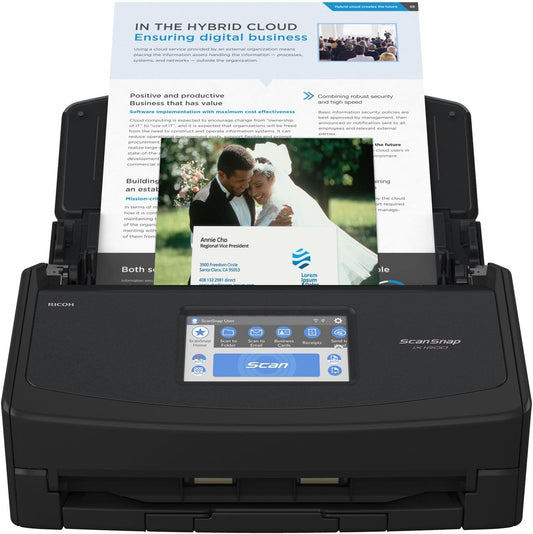 Ix1600 Wireless or USB High-Speed Cloud Enabled Document, Photo & Receipt Scanner with Large Touchscreen and Auto Document Feeder for Mac or PC, Black