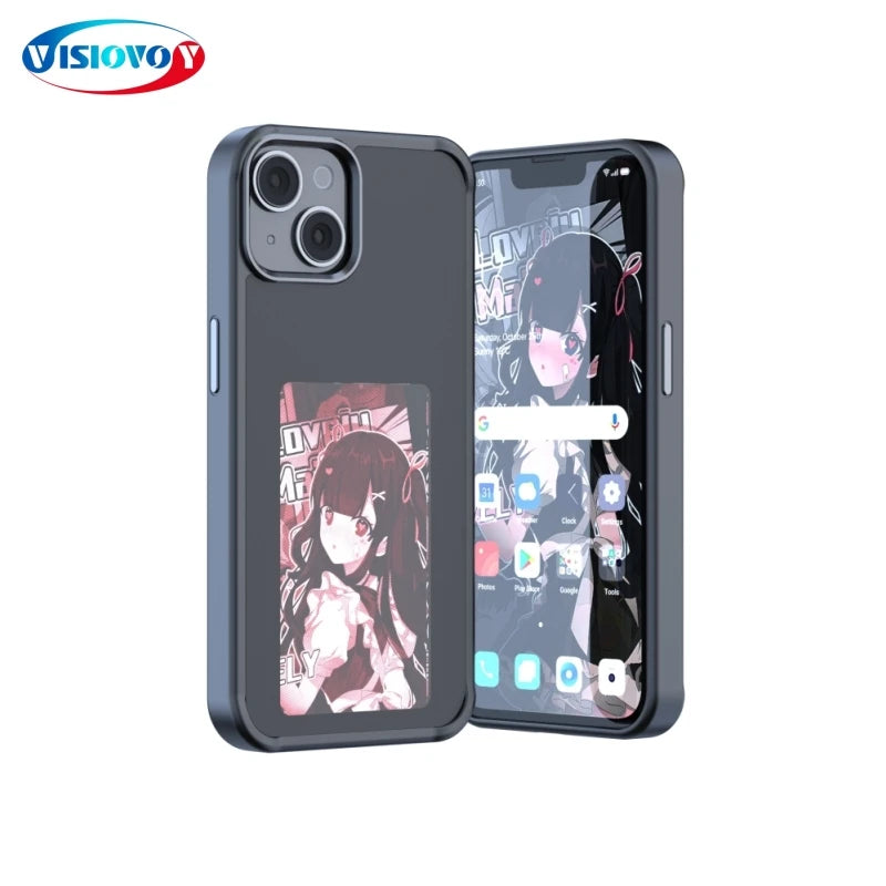 Funda for  13 14 15 Pro Max Case Smart NFC Eink Screen Mobile Phone Cover DIY Cases Anime Character Phone for Battery Free